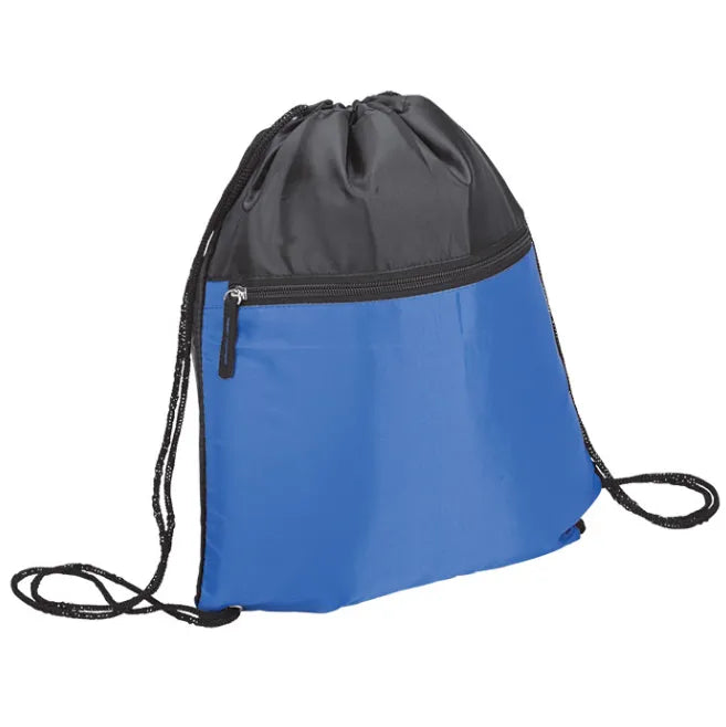 Drawstring Sport Bag with Zip Pocket 210D